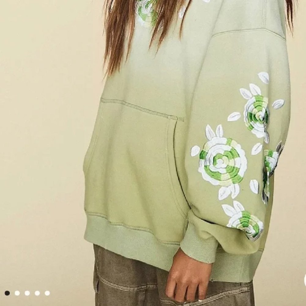 Free People Oversized Embroidered Floral Hoodie.
